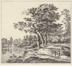 Landschap met een groep van vier bomen
