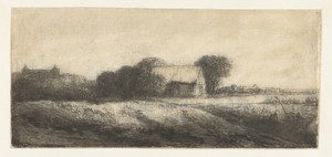Landschap met een hengelaar in een boot