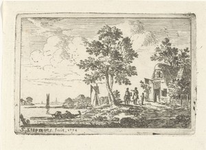 Landschap met een herberg en een rivier