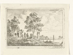 Landschap met een herberg en een rivier