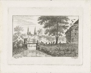 Landschap met een houten bruggetje