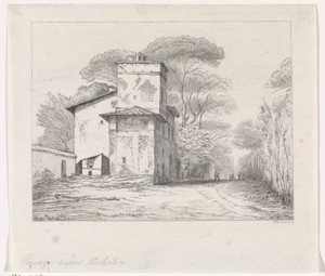 Landschap met een huis aan een weg