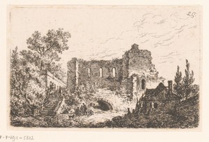 Landschap met een huis naast een ruïne