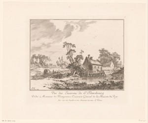 Landschap met een huis op een steiger in de buurt van Sint-Petersburg