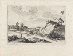 Landschap met een jager en zijn hond