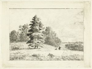 Landschap met een jager met hond