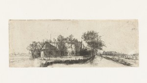 Landschap met een kanaal en hek