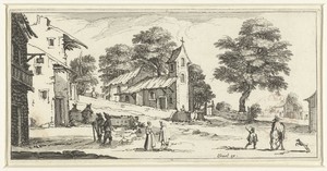 Landschap met een kerk in een dorp