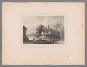 Landschap met een klein eiland in een rivier