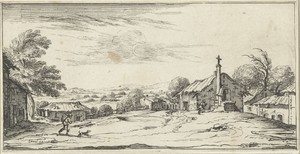 Landschap met een knielende man