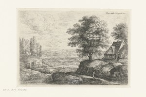 Landschap met een man met een staf