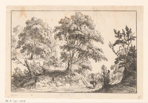Landschap met een man op een ezel