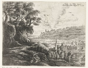 Landschap met een man, vrouw en kind