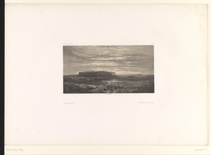 Landschap met een meer en de ruïne van een tempel