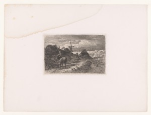 Landschap met een molen, een vrouw en een grazende koe