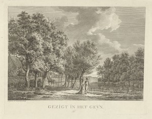 Landschap met een paar, wandelend langs de oever van het Gein