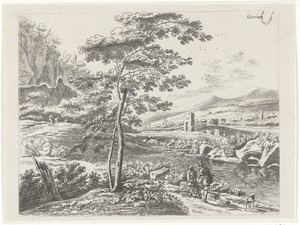Landschap met een pelgrim en een herder