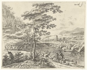 Landschap met een pelgrim en een herder