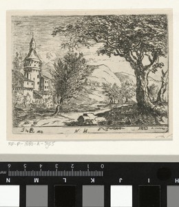 Landschap met een ronde toren