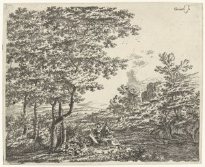 Landschap met een tekenaar