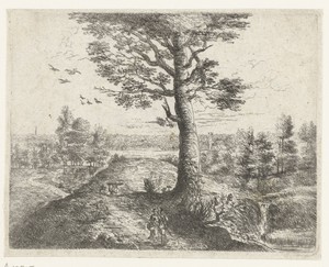 Landschap met een wandelend paar