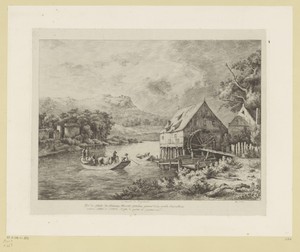 Landschap met een watermolen aan een rivier