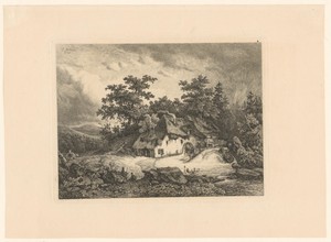 Landschap met een watermolen en regen op komst
