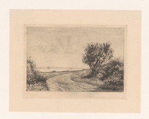 Landschap met een weg langs het water