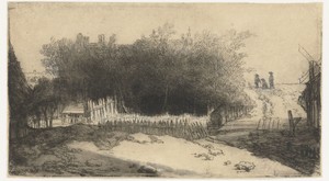 Landschap met een wit hek