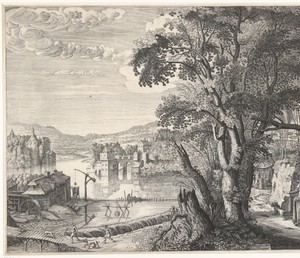 Landschap met elegant gezelschap