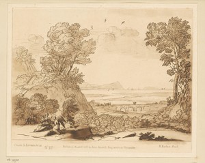 Landschap met engel en rust tijdens de vlucht naar Egypte