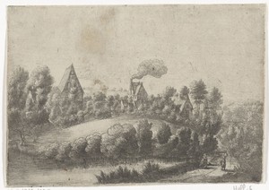 Landschap met enkele huizen
