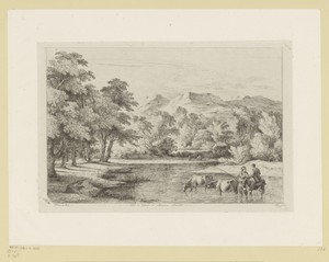 Landschap met figuren bij een doorwaadbare plaats