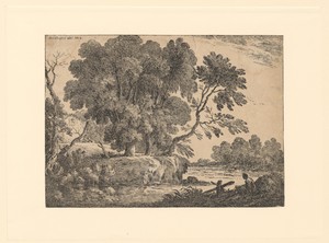 Landschap met figuur aan het water