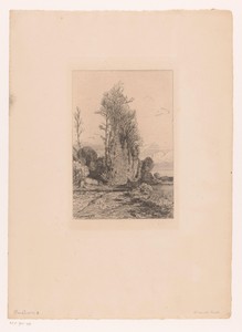 Landschap met figuur op een brug