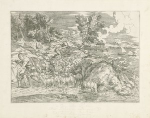 Landschap met fluitspelende herder