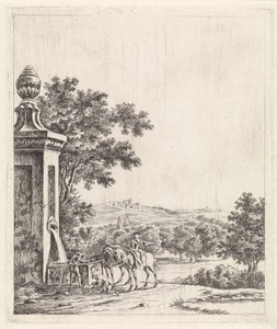 Landschap met fontein