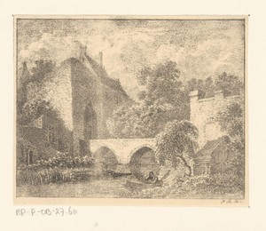 Landschap met fort en brug