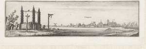 Landschap met galgen en gezicht op Kampen