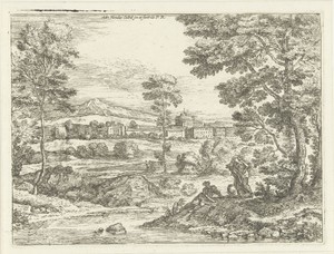Landschap met gesluierde vrouw