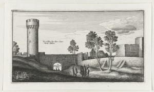 Landschap met gezicht op de stadsmuren bij Keulen