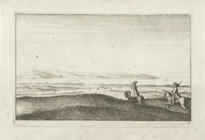 Landschap met gezicht op het eiland Wight