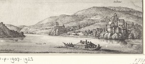 Landschap met gezicht op Sebins aan de Donau