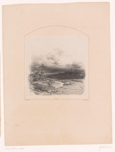 Landschap met grafsteen
