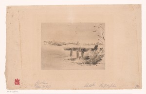 Landschap met hek en molen