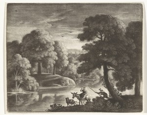 Landschap met herder en herderin