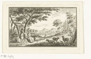 Landschap met herder en herderin