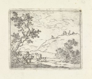 Landschap met herder en koeien