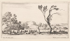 Landschap met herder en vee