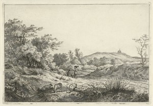 Landschap met herder en vrouw